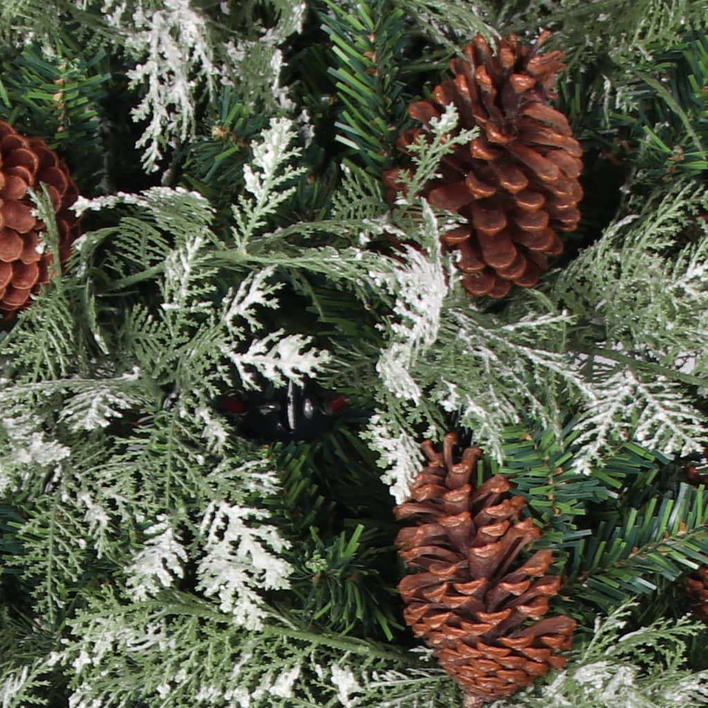 Árvore de natal com pinhas 225 cm PVC e PE verde e branco
