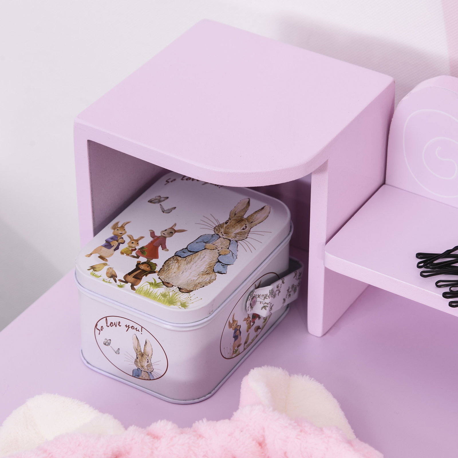 Toucador infantil com banco e espelho mesa de maquilhagem infantil estilo princesa de madeira 59x39x92cm rosa