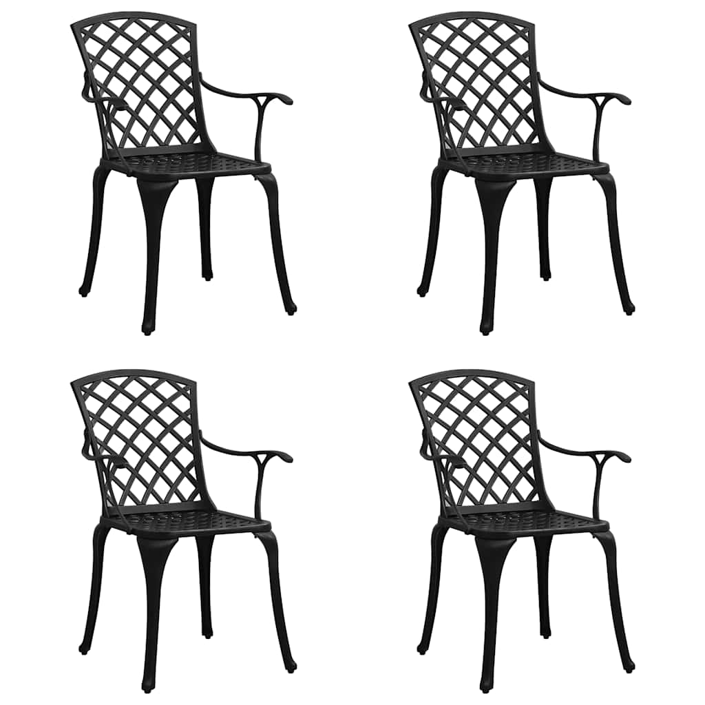 Cadeiras de jardim 4 pcs alumínio fundido preto
