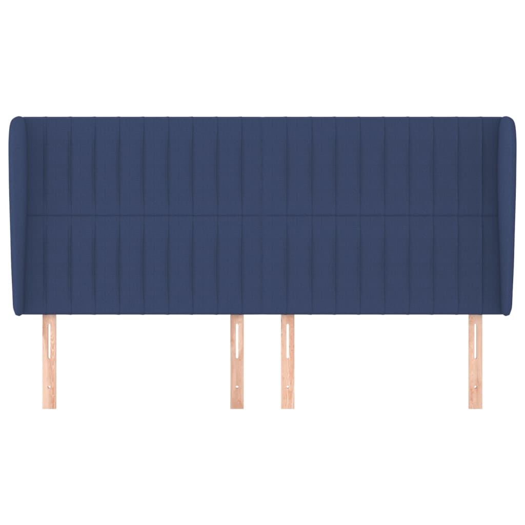Cabeceira de cama c/ abas tecido 203x23x118/128 cm azul