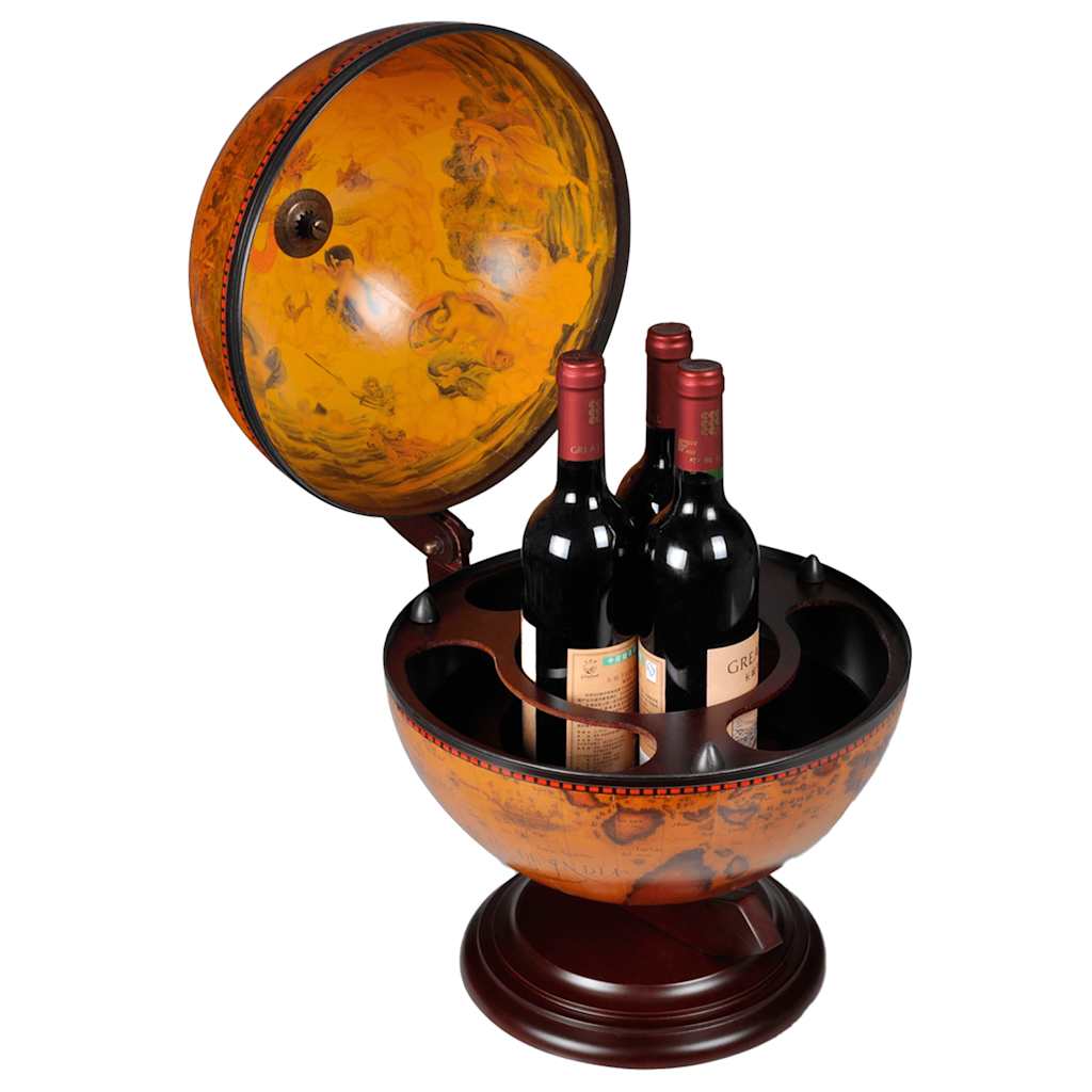 Suporte para garrafas de vinho forma de globo madeira eucalipto