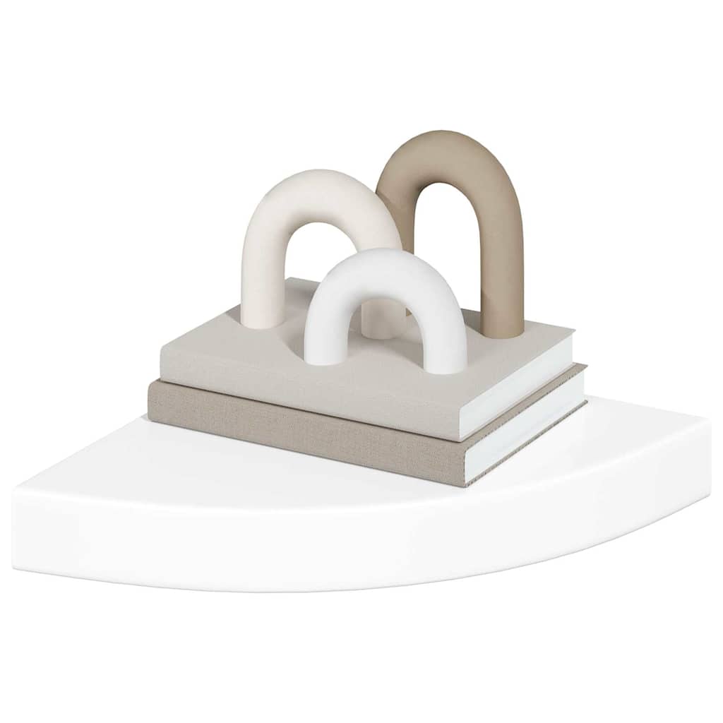Prateleiras de canto flutuantes 2 peças branco alto brilho 25x25x3,8 cm MDF