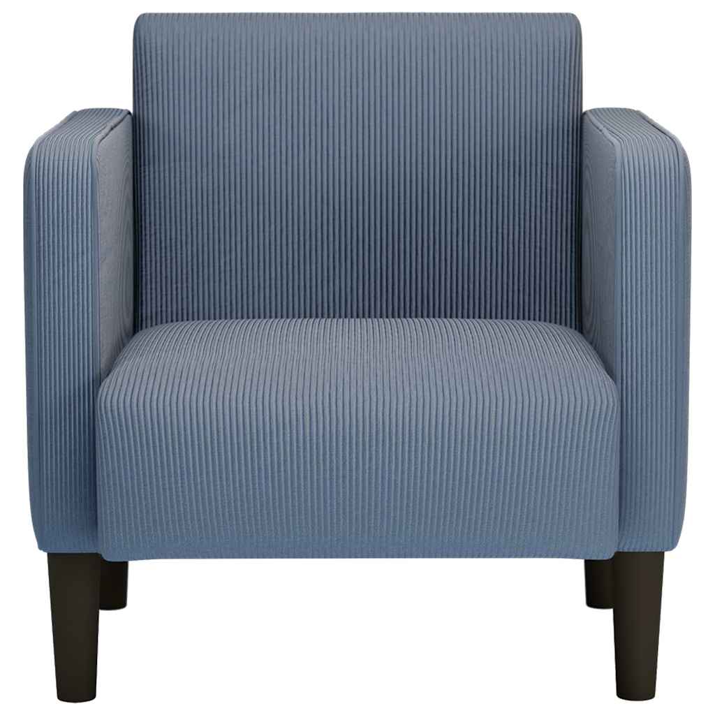 Poltrona com apoio de braços 54 cm tecido corduroy azul