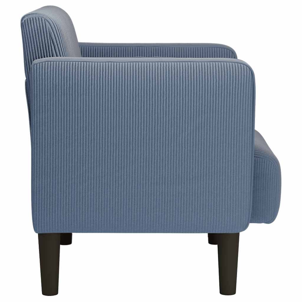 Poltrona com apoio de braços 54 cm tecido corduroy azul