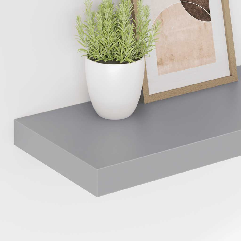Prateleiras de parede suspensas 2 pcs 60x23,5x3,8cm MDF cinza