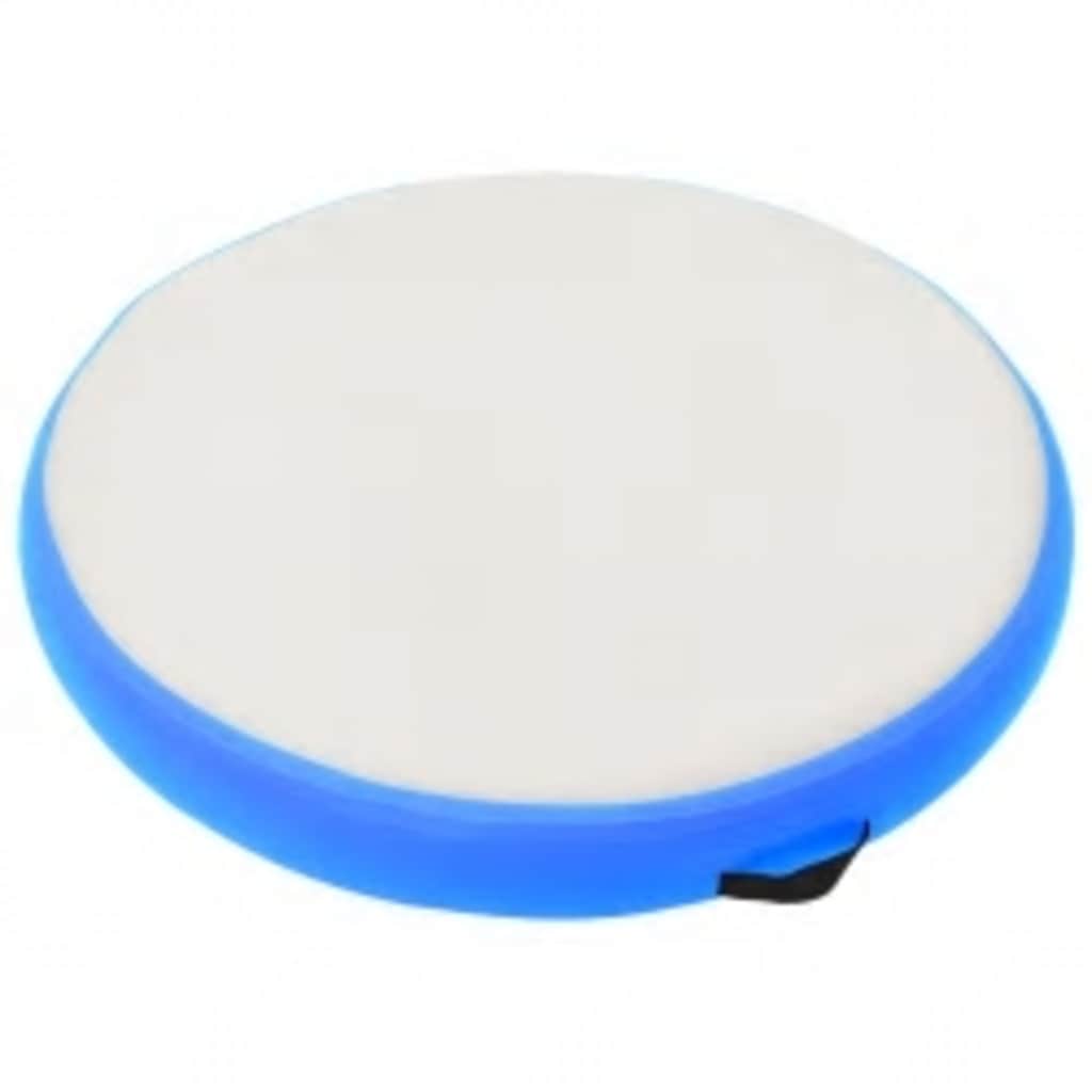 Tapete de ginástica insuflável com bomba 100x100x20 cm PVC azul