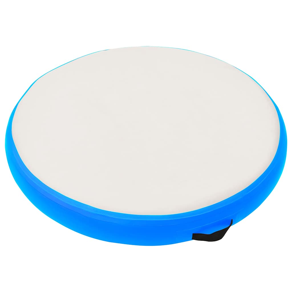 Tapete de ginástica insuflável com bomba 100x100x20 cm PVC azul