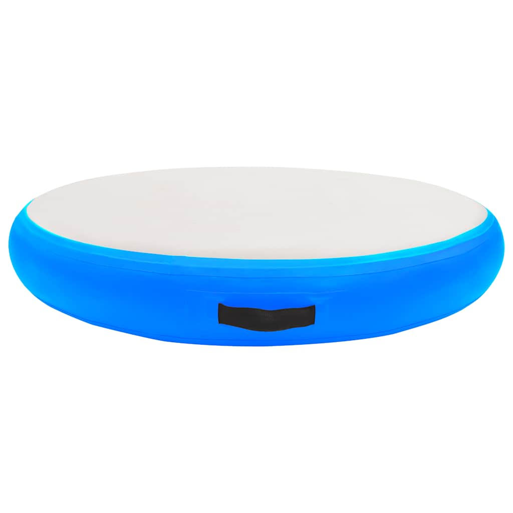 Tapete de ginástica insuflável com bomba 100x100x20 cm PVC azul