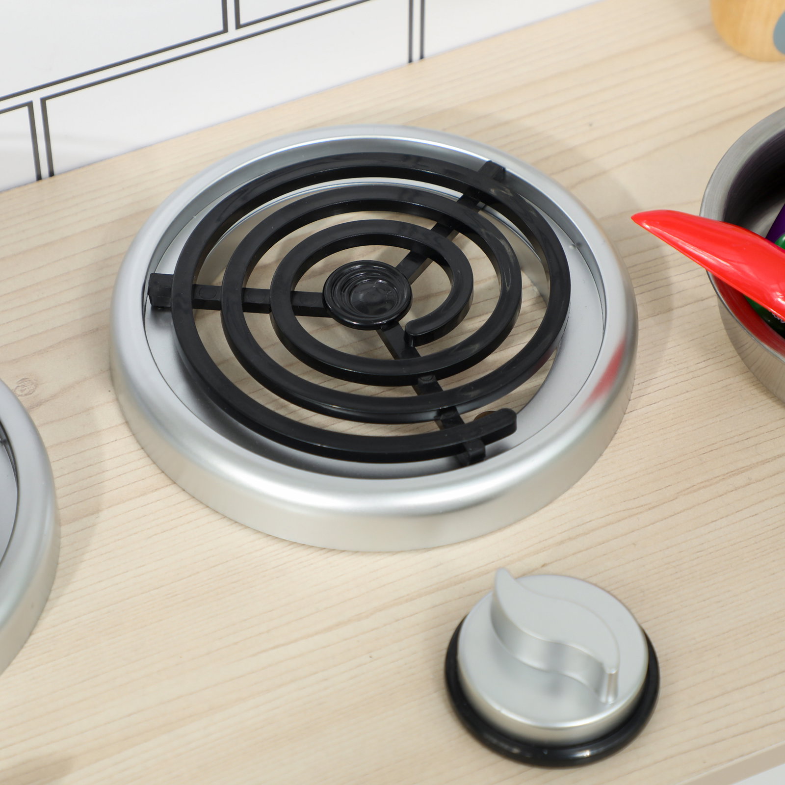 Cozinha de madeira com som cozinha de brincar com acessórios em aço inoxidável máquina de lavar micro-ondas, lava-loiça 79,5x24x94 cm branco