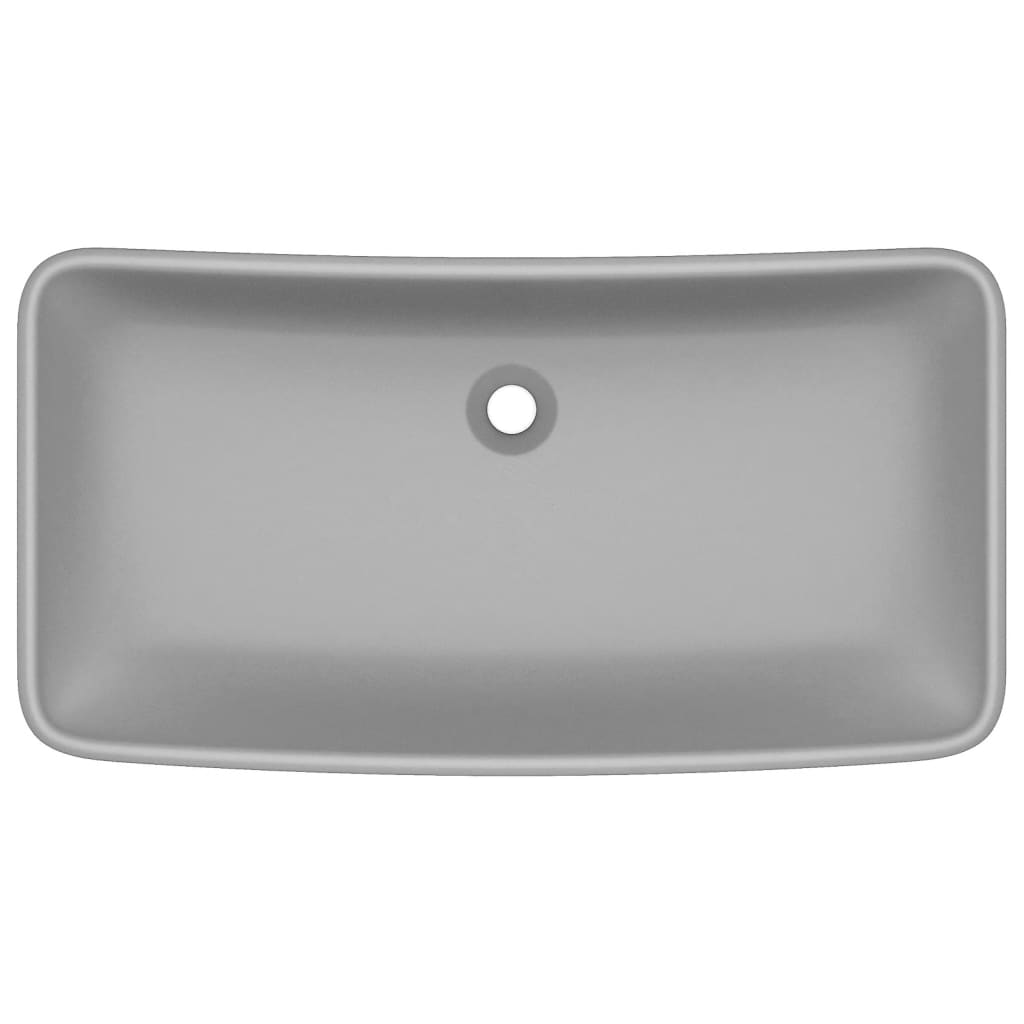 Lavatório luxuoso retangular 71x38 cm cerâmica cinza-claro mate