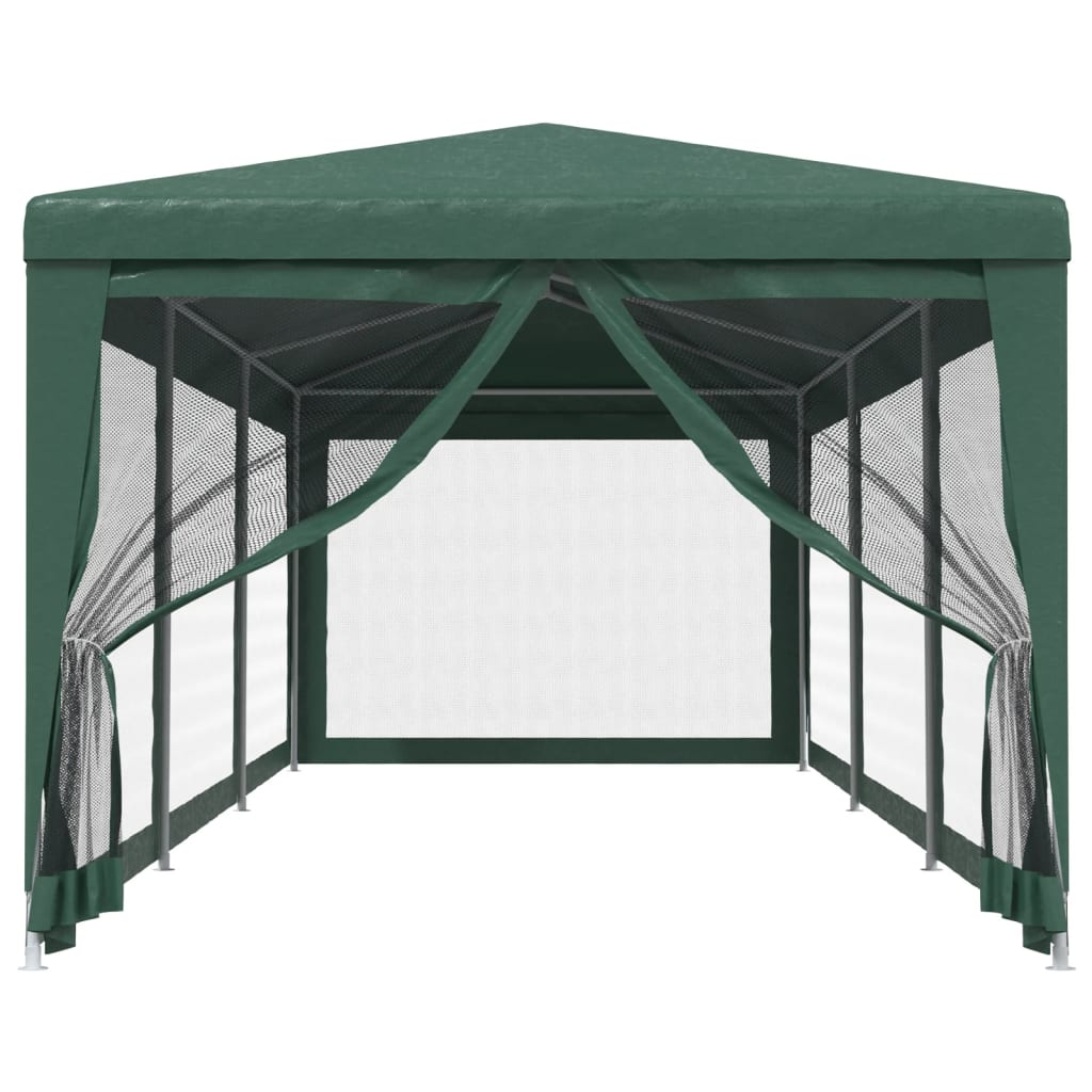 Tenda p/ festas c/ 8 paredes laterais em rede 3x9 m pead verde