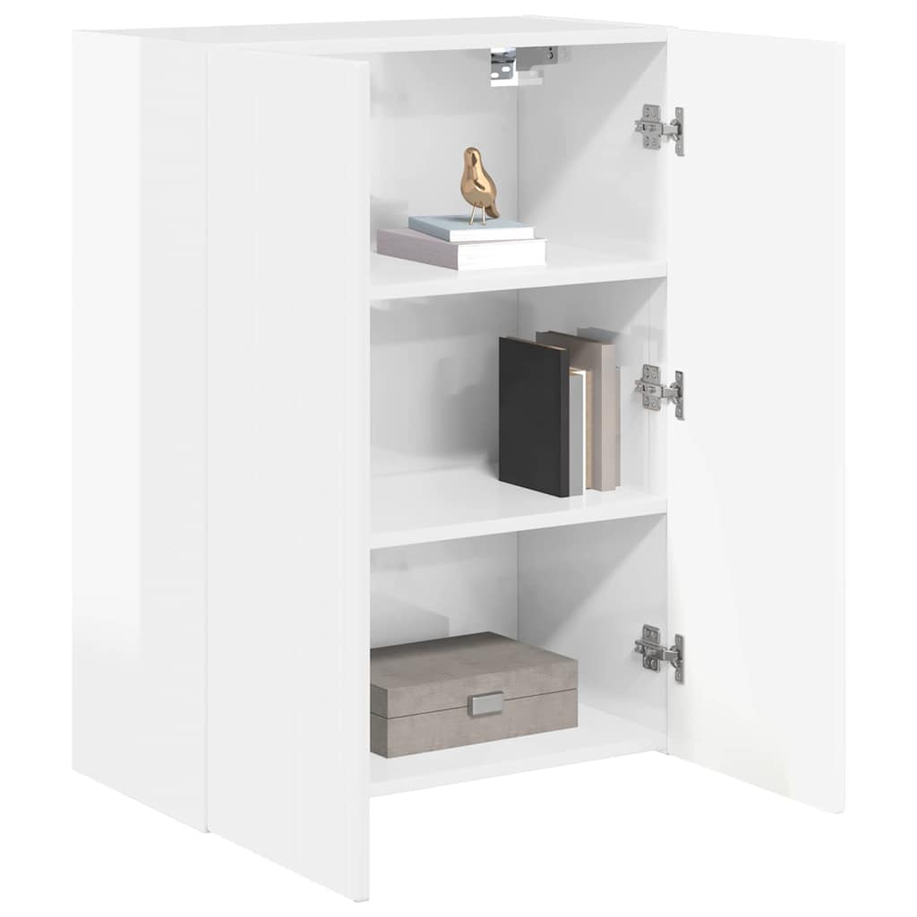 Armário de TV de parede 59,5 x 31 x 80 cm branco brilhante