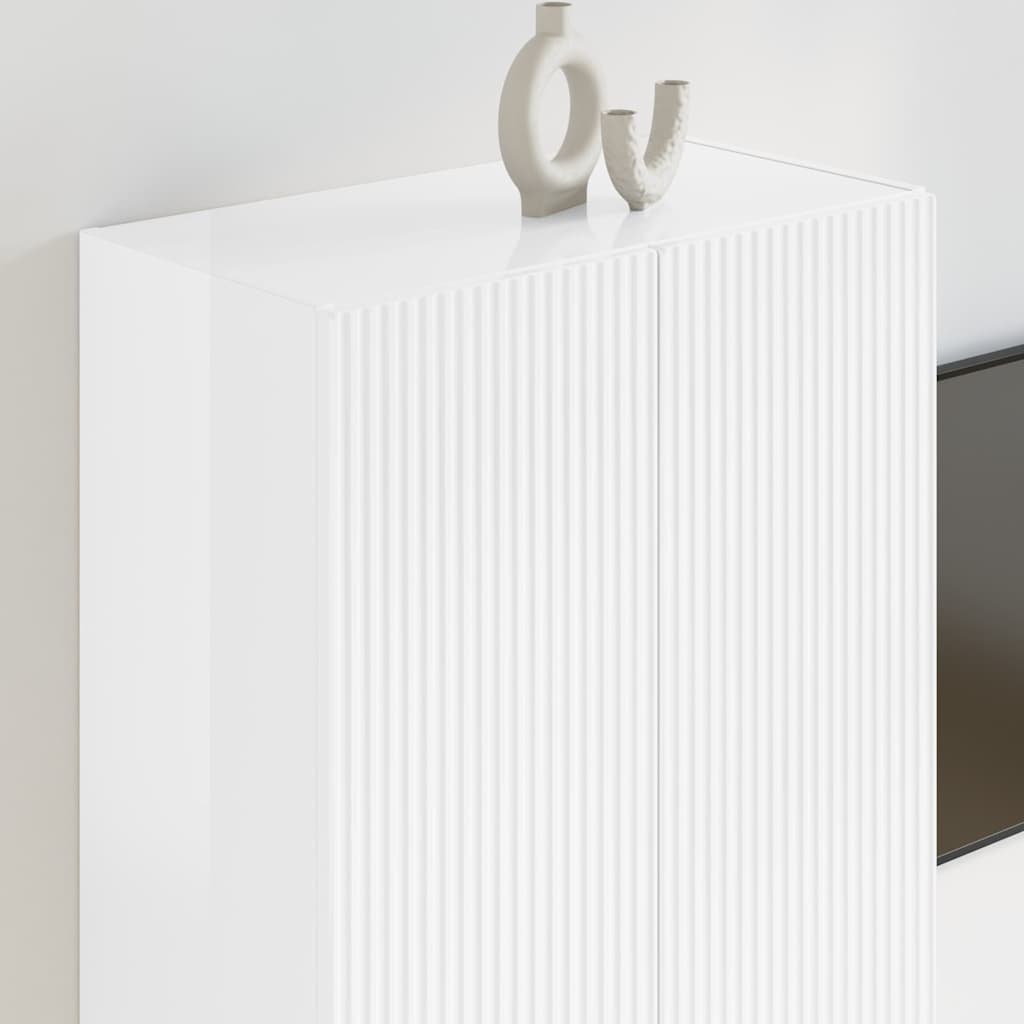 Armário de TV de parede 59,5 x 31 x 80 cm branco brilhante