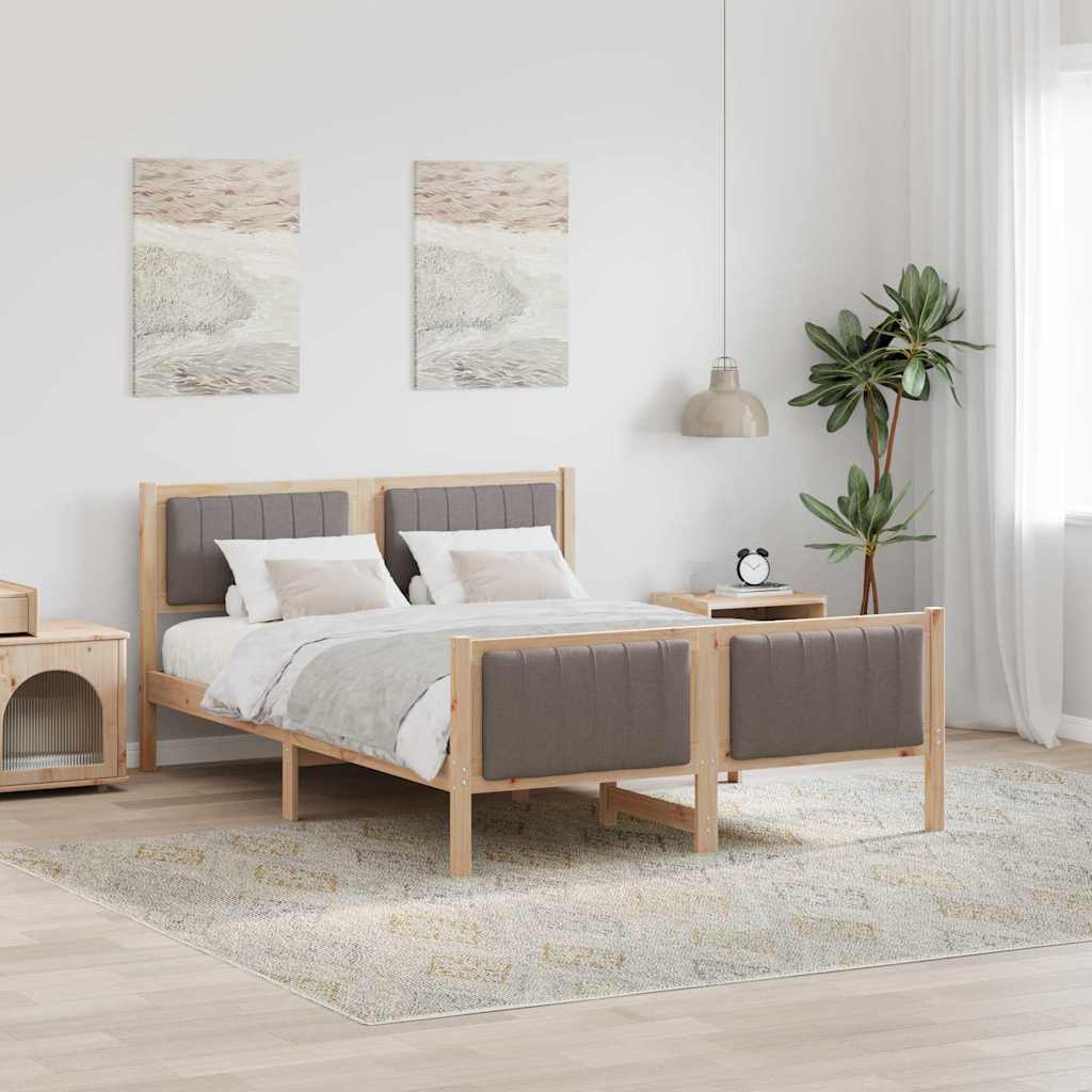 Estrutura da cama com cabeceira marrom e taupe 135 x 190 cm