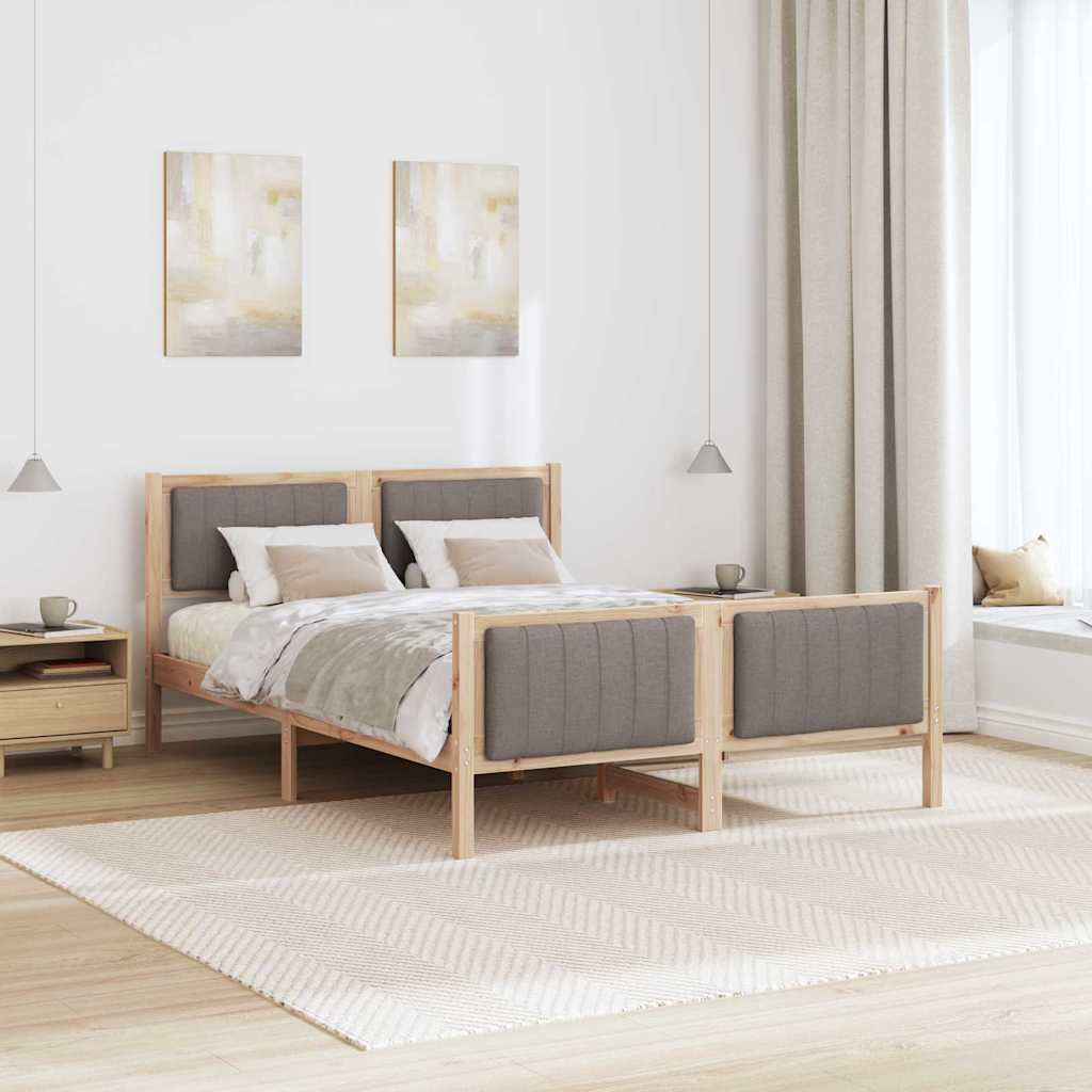 Estrutura da cama com cabeceira marrom e taupe 135 x 190 cm