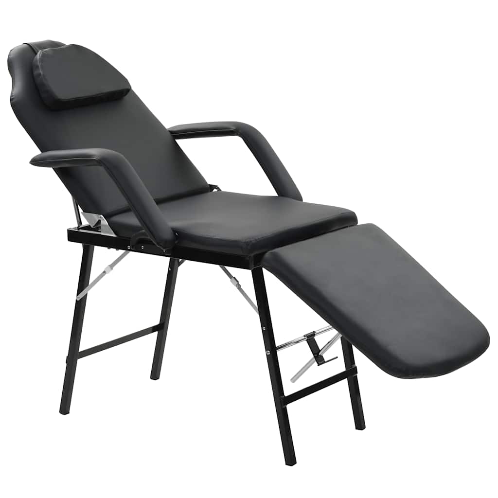 Cadeira esteticista portátil couro artificial 185x78x76cm preto