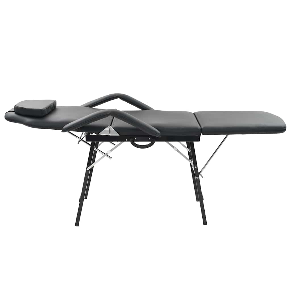 Cadeira esteticista portátil couro artificial 185x78x76cm preto