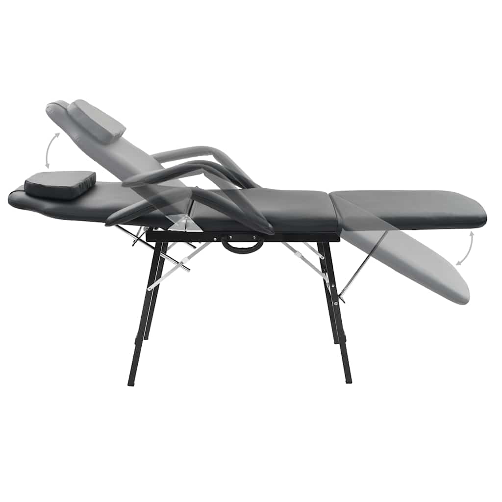 Cadeira esteticista portátil couro artificial 185x78x76cm preto