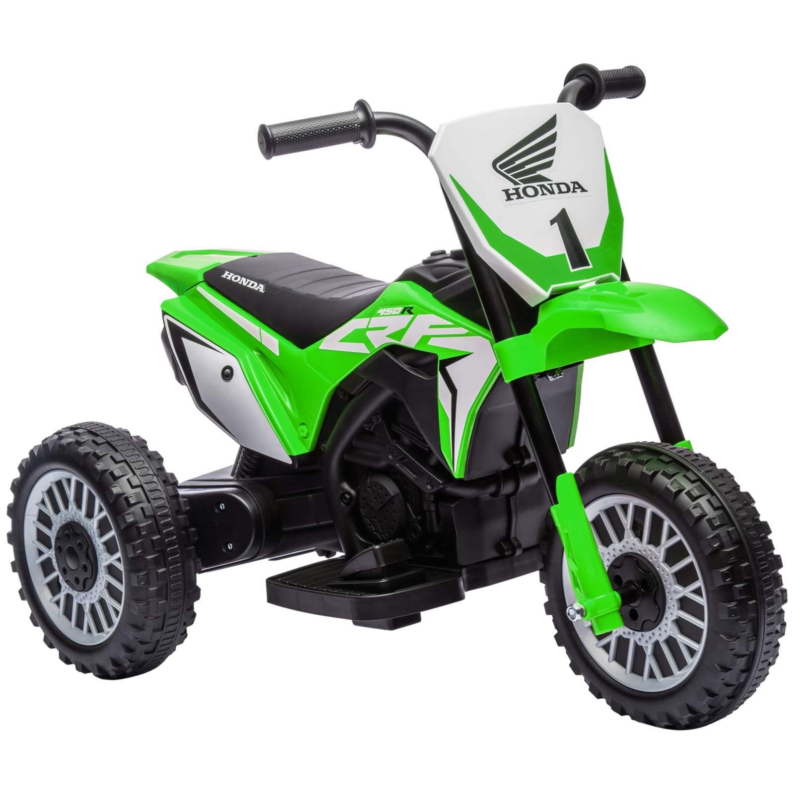 Mota elétrica com licença honda crf450rl bateria 6v com velocidade 3km/h buzina e som de arranque 71x40,5x43,5 cm verde
