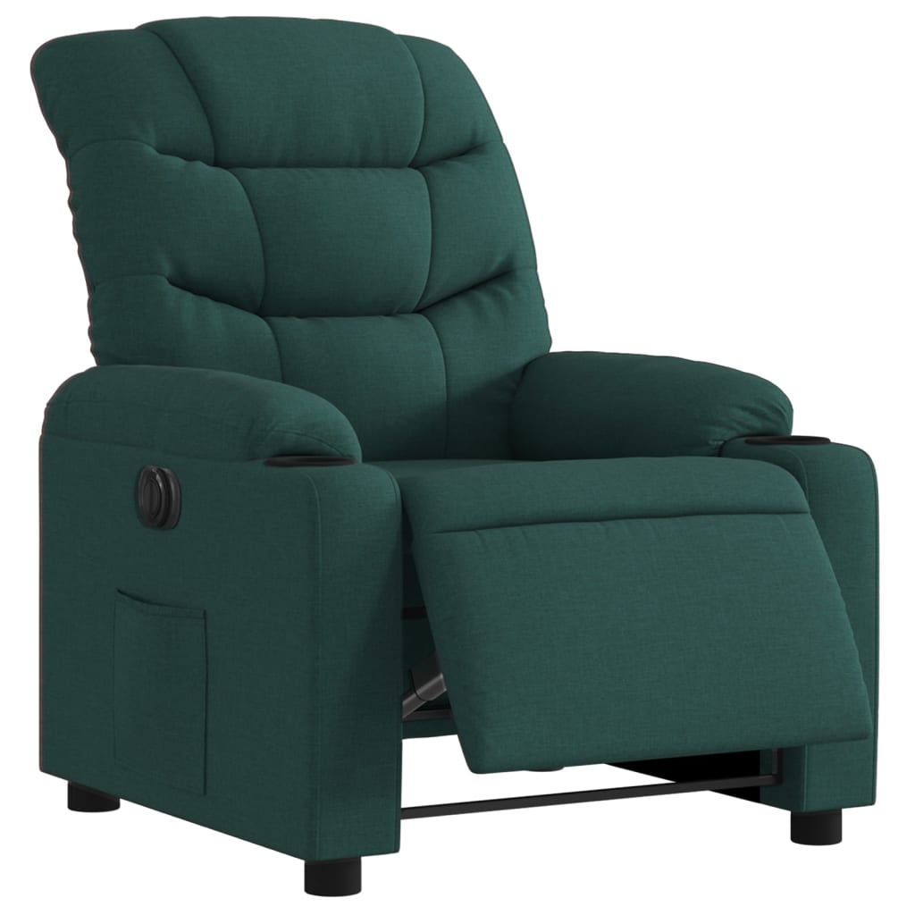 Poltrona elétrica reclinável tecido verde-escuro