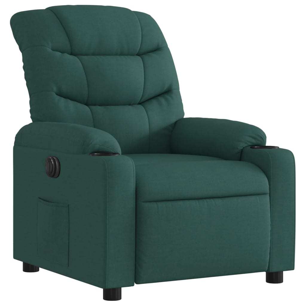 Poltrona elétrica reclinável tecido verde-escuro