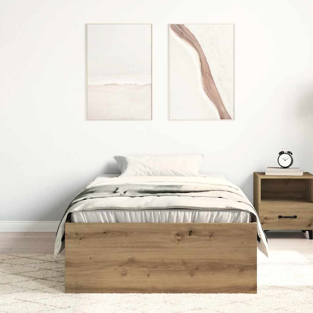 Estrutura de cama sem colchão, carvalho artesanal 75x190 cm, madeira engenheirada