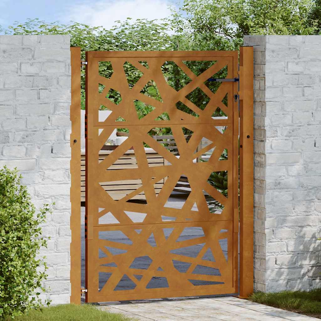 Portão de jardim 100x125 cm em aço resistente às intempéries com design leve