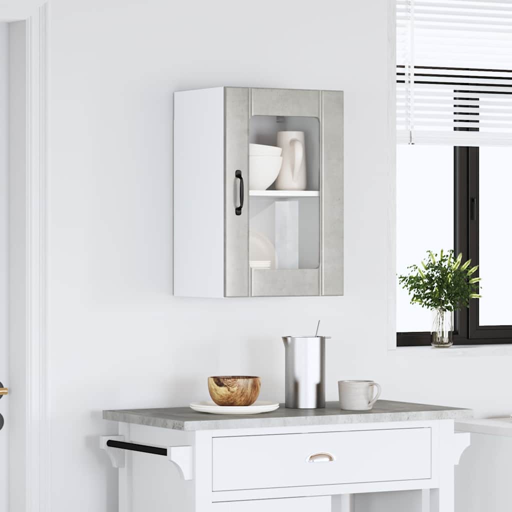 Armário de parede de cozinha porta vidro lucca cinzento cimento