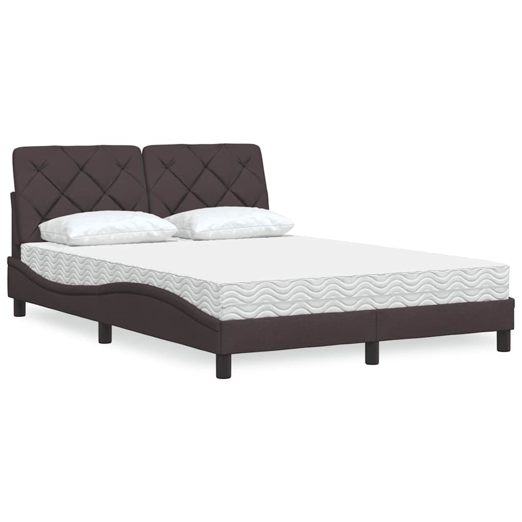 Cama com colchão 120x200 cm tecido castanho-escuro