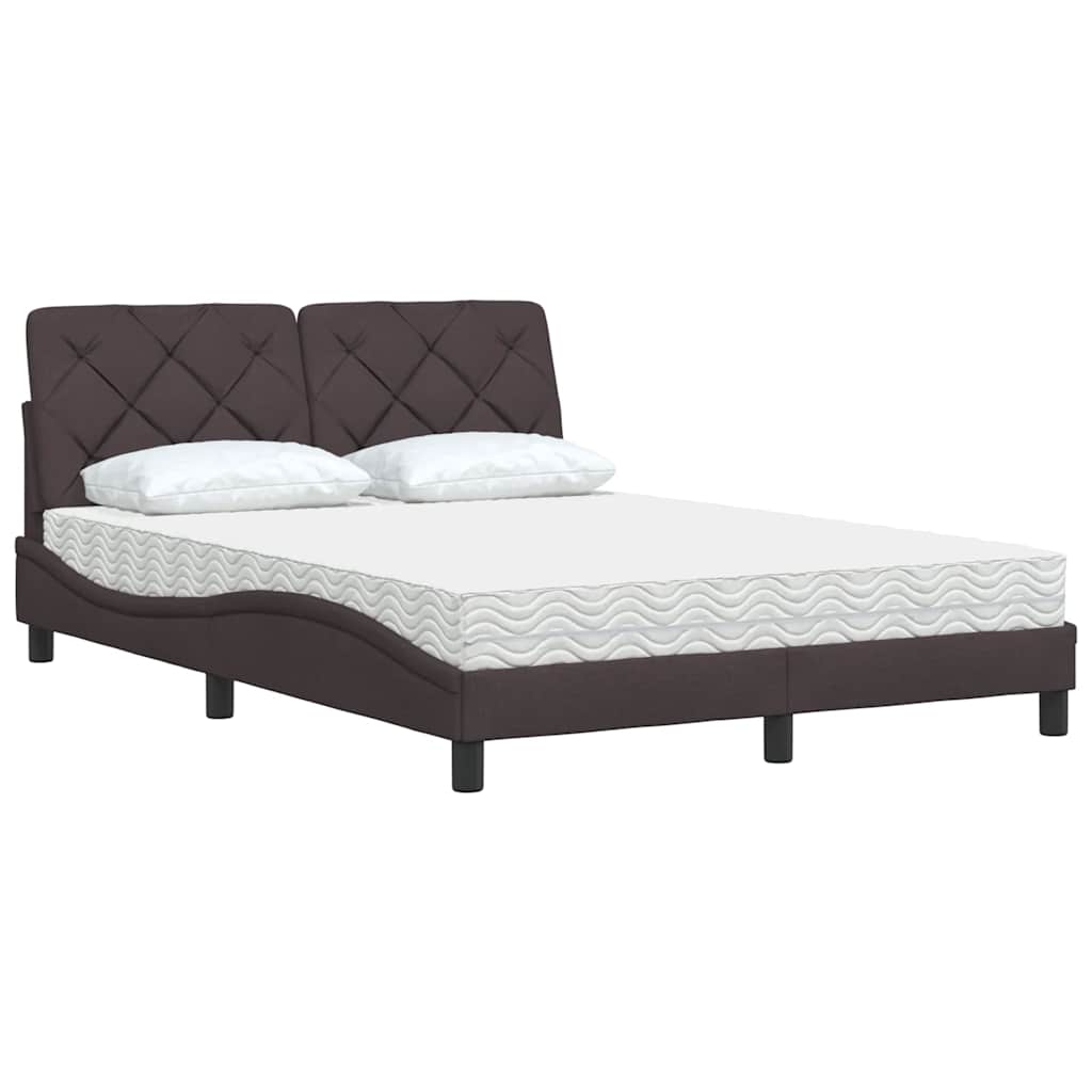 Cama com colchão 120x200 cm tecido castanho-escuro