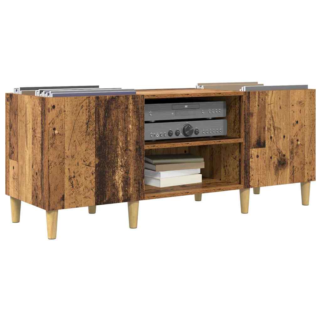 Armário para discos de vinil 121 x 38 x 48 cm madeira antiga