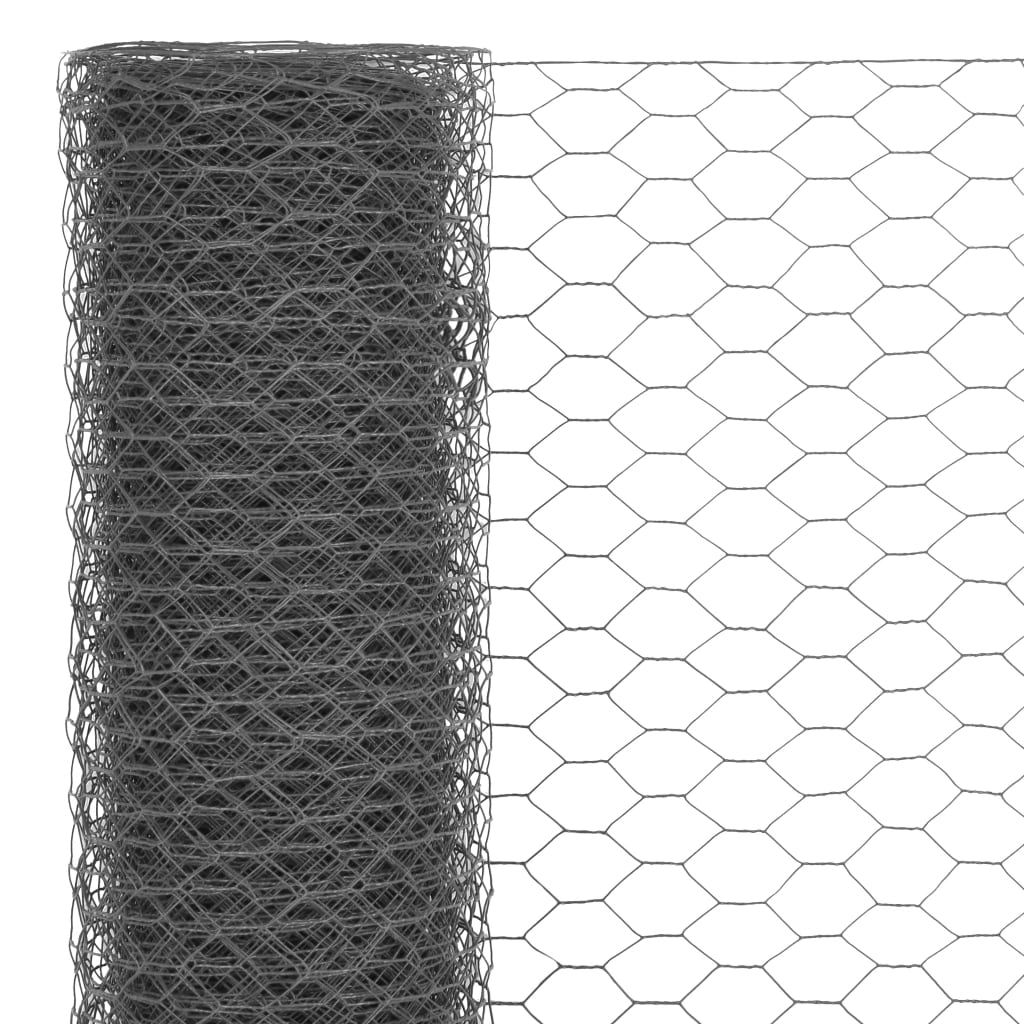 Cerca arame galinheiro 25x0,75m aço c/revestimento PVC cinzento