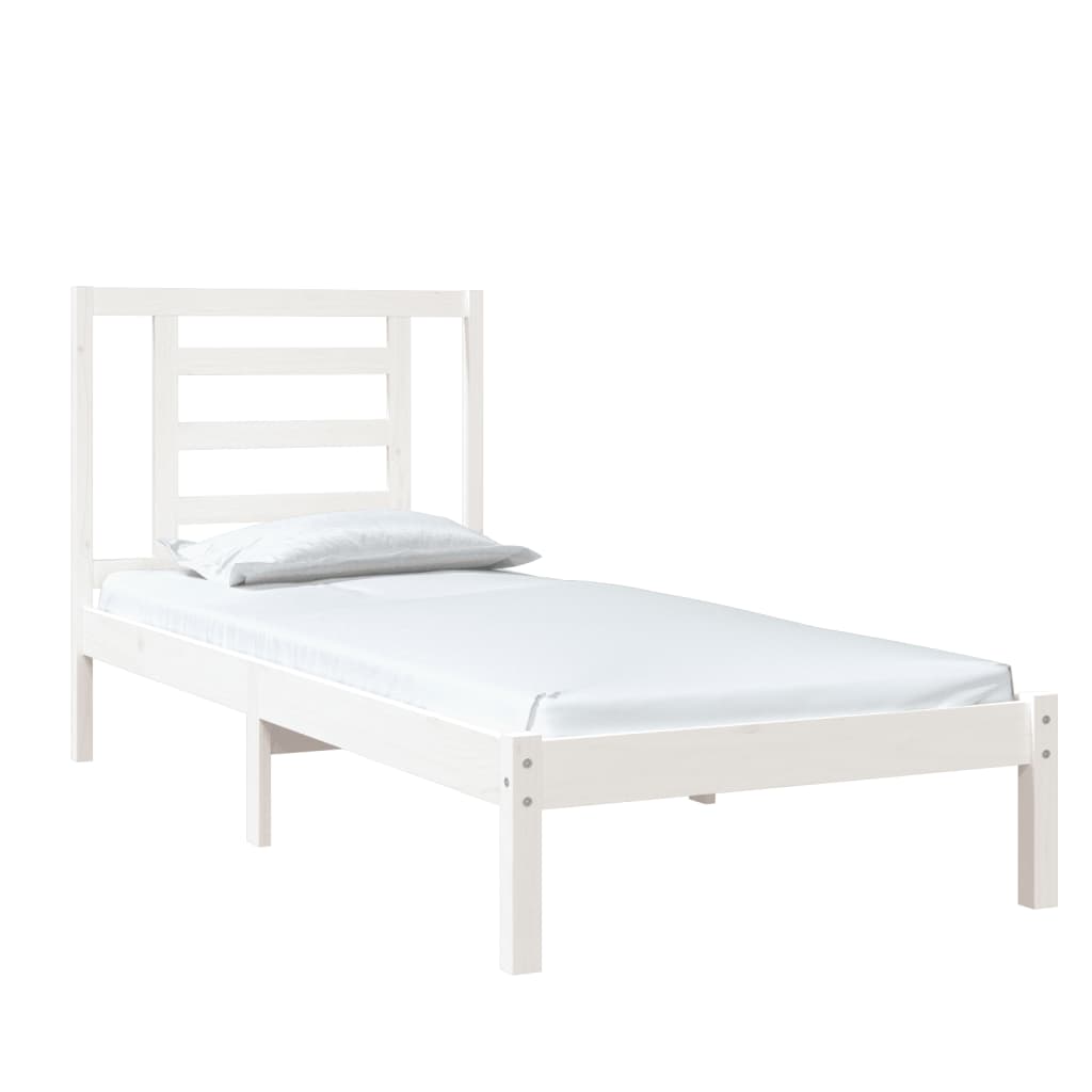 Estrutura cama pequena solteiro 75x190 cm madeira maciça branco
