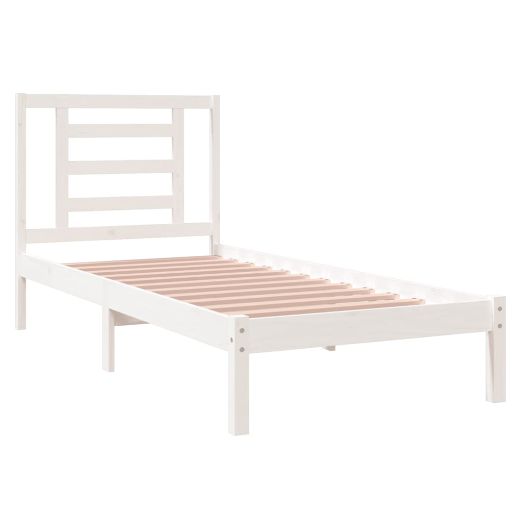 Estrutura cama pequena solteiro 75x190 cm madeira maciça branco