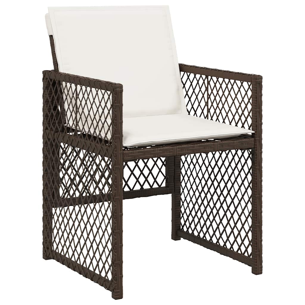 17 Pcs conjunto jantar p/ jardim c/ almofadões vime PE castanho