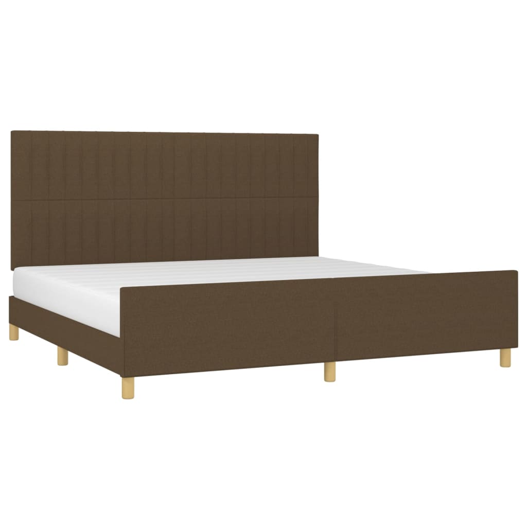Estrutura de cama sem colchão 200x200 cm tecido castanho-escuro