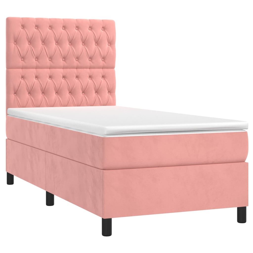 Cama com molas/colchão 90x190 cm veludo rosa