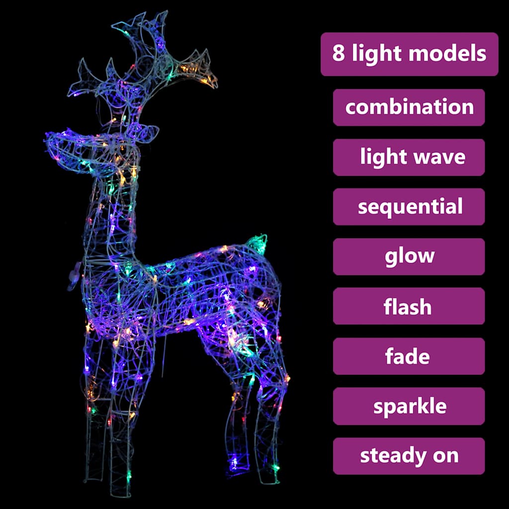 Rena decorativa de natal 90 luzes LED 60x16x100 cm acrílico