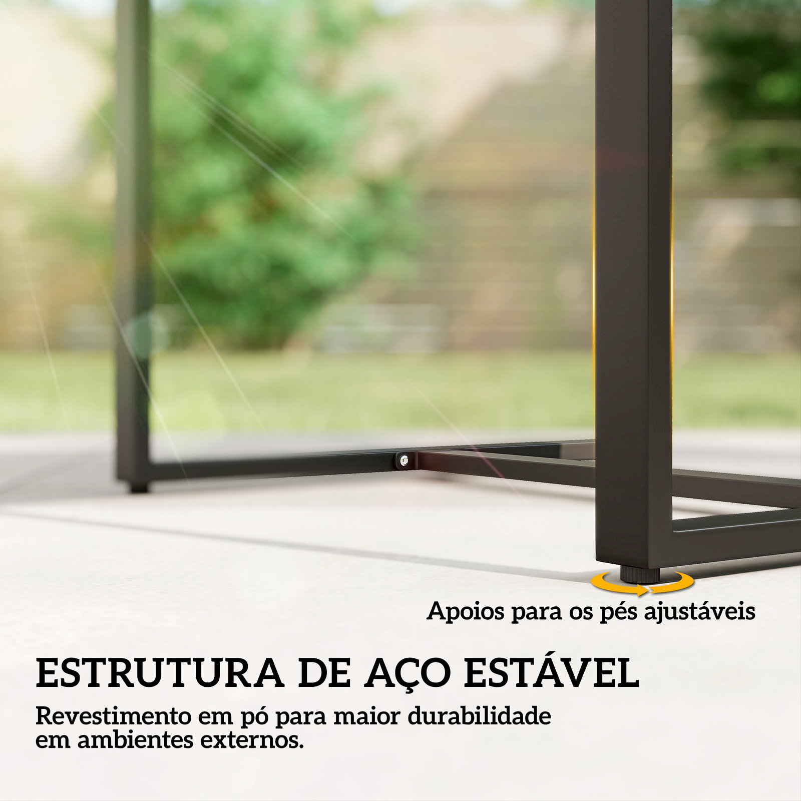 Conjunto de móveis de exterior de 3 peças em vime PE com cadeiras mesa de vidro temperado e almofadas marrom e creme