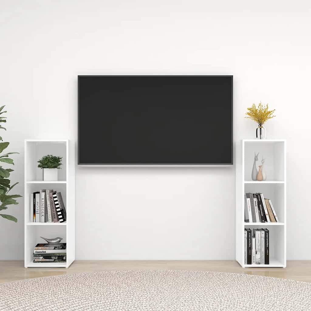 Móveis de TV 2 pcs 107x35x37 cm contraplacado branco