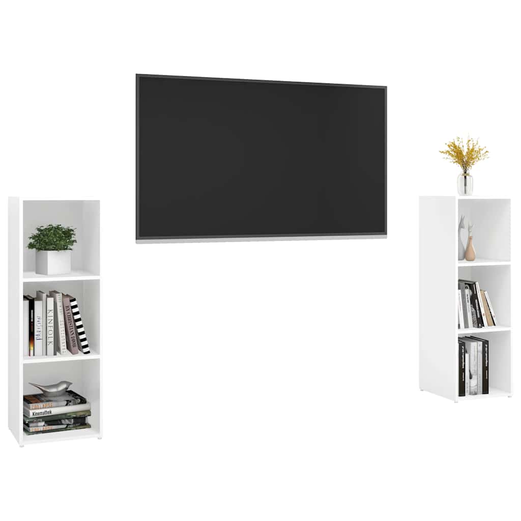 Móveis de TV 2 pcs 107x35x37 cm contraplacado branco