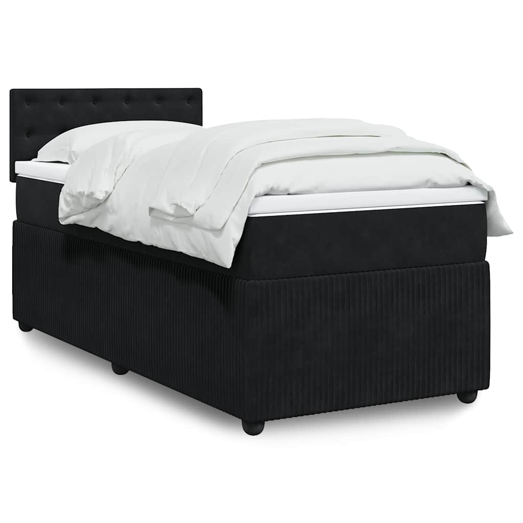 Cama com molas/colchão 90x200 cm veludo preto