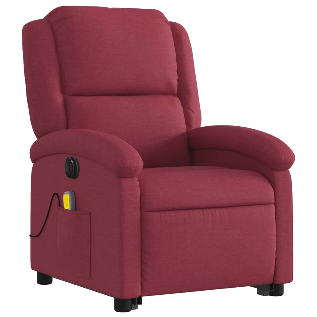 Poltrona elevatória de massagens elétrica tecido vermelho tinto