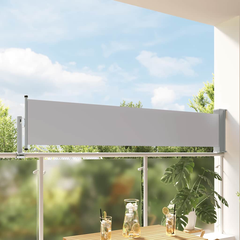Toldo lateral retrátil para pátio 60x300 cm cinzento