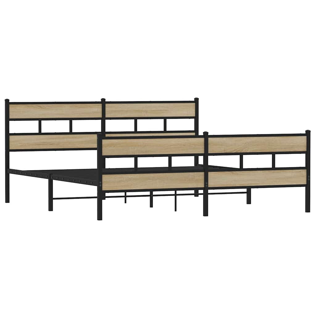 Estrutura de cama sem colchão 180x200cm metal carvalho sonoma