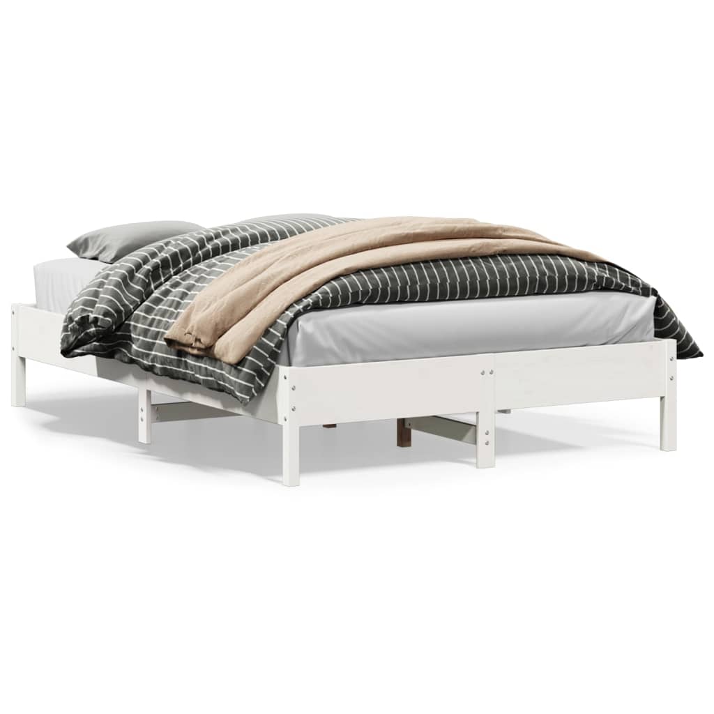 Cama sem colchão 120x200 cm madeira de pinho maciça branco