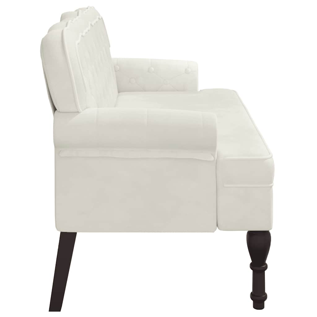 Banco com encosto 119,5x64,5x75 cm veludo cor creme