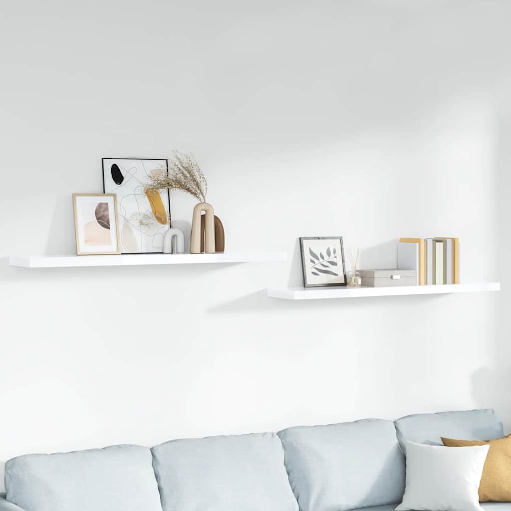 Prateleiras de parede suspensas 2 pcs 120x23,5x3,8cm MDF branco