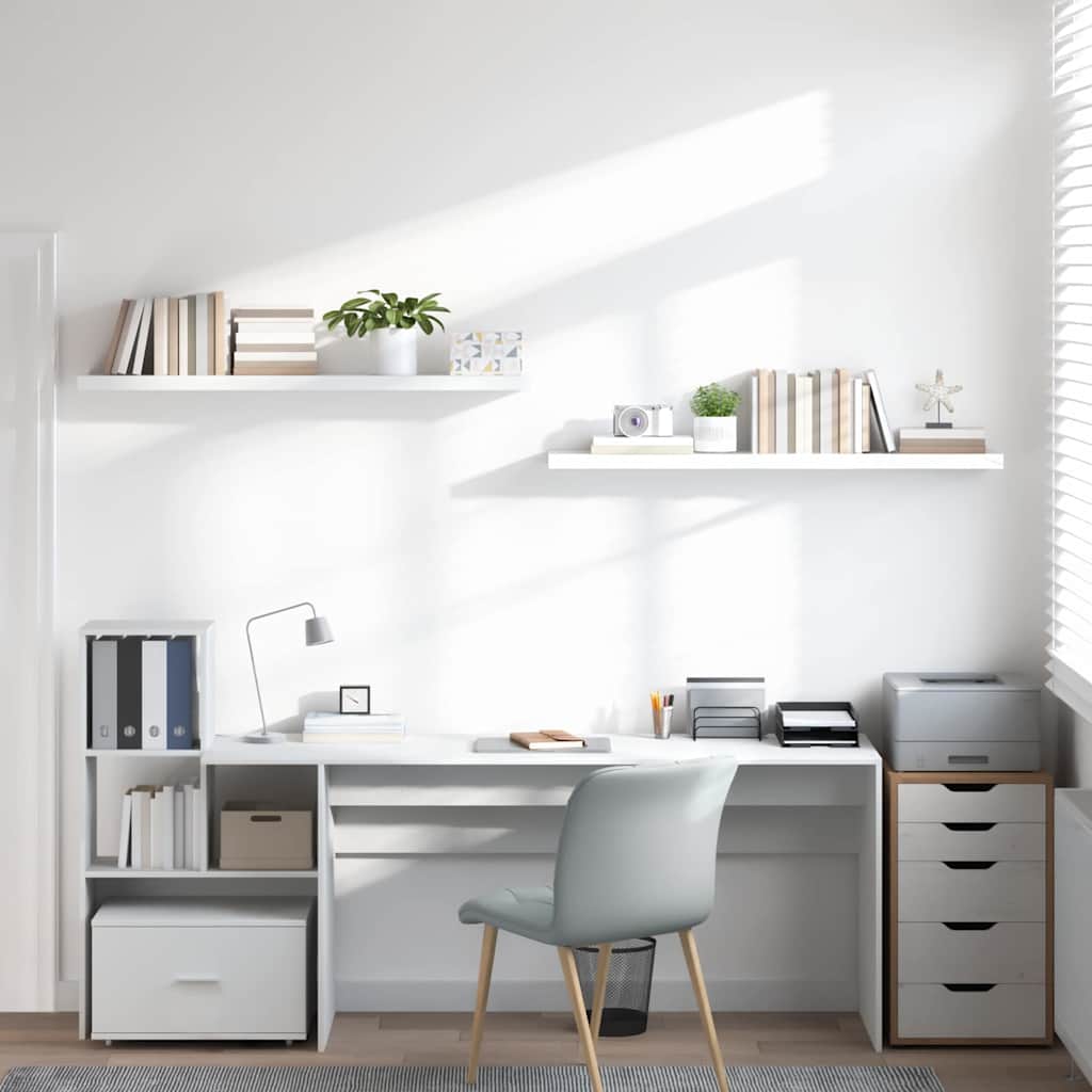 Prateleiras de parede suspensas 2 pcs 120x23,5x3,8cm MDF branco