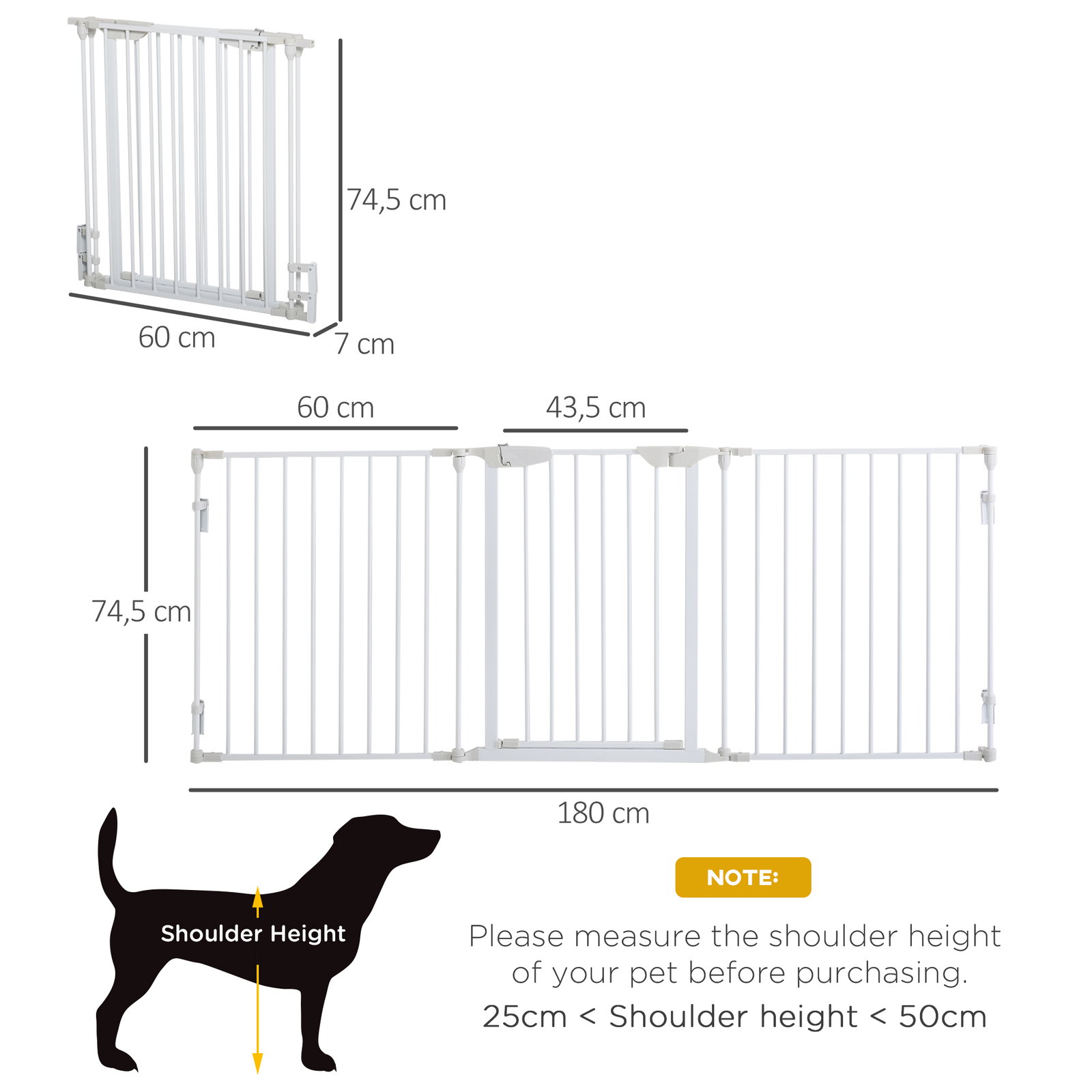 Barreira de Segurança para Animais de Estimação Barreira Dobrável de 3 Painéis 180x74,5 cm Branco